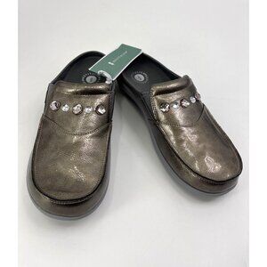 Revitalign Siesta Dazzle Slide Embellished Comfort Orthotic Mule Pewter 12B NEW